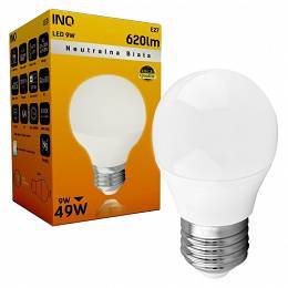 INQ E27 9W 620lm P45 mała kulka 4000K żarówka LED neutralna biała 