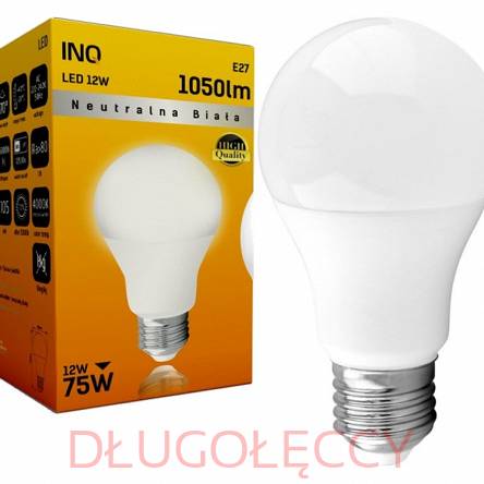 INQ lampa LED E27 12W 1050lm A60 4000K  neutralna biała