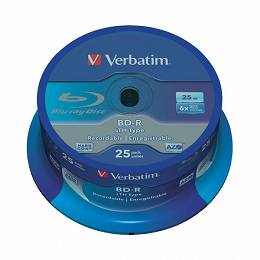 VERBATIM BD-R blu ray 25GB x6 LTH Type cake 25 