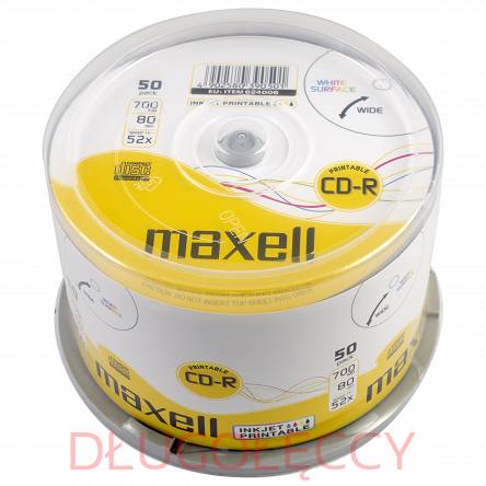 MAXELL CD-R 700MB x52 printable do nadruku opak 50szt cake box