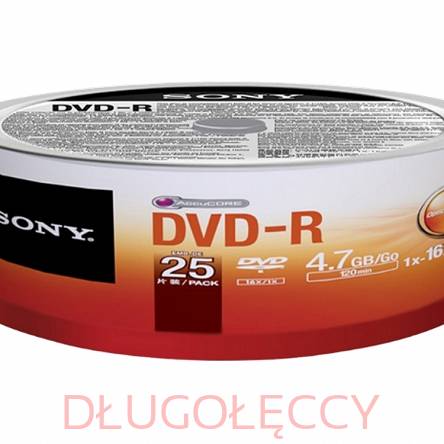 Płyta SONY DVD-R 4.7GBx16 op 25 szt cake box