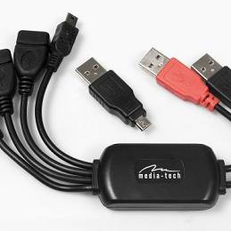 MEDIA-TECH 4-PORTOWY AKTYWNY KONCENTRATOR USB 2.0, 3 GNIAZDA USB A MT5027
