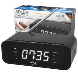 Adler AD 1192 Radiobudzik z bezprzewodową ładowarką i FM czarny