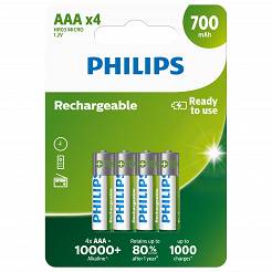 Akumulatorek PHILIPS 700mAh AAA R03 blister 4szt