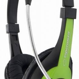 ESPERANZA EH-158 Słuchawki stereo z mikrofonem ROOSTER zielone