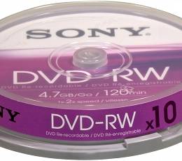Płyta SONY DVD-RW 4.7GBx2 op 10 szt.cake box
