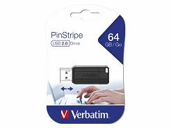 VERBATIM PinStripe 64GB pendrive USB 2.0 Black