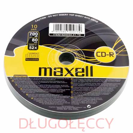 Płyty CD-R 700MB x 52 opakowanie 10 szt spin MAXELL